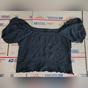 J. Crew Smocked broken-in jersey cropped top, Blue, Size 2X (JC83)